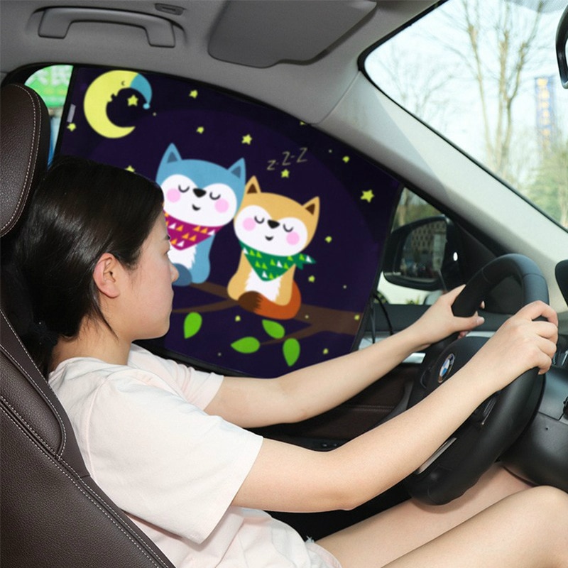 Universal Car Sun Shade Cover UV Protect Curtain Side Window Sunshade Cover For Baby Kids Cute Cartoon Car Styling